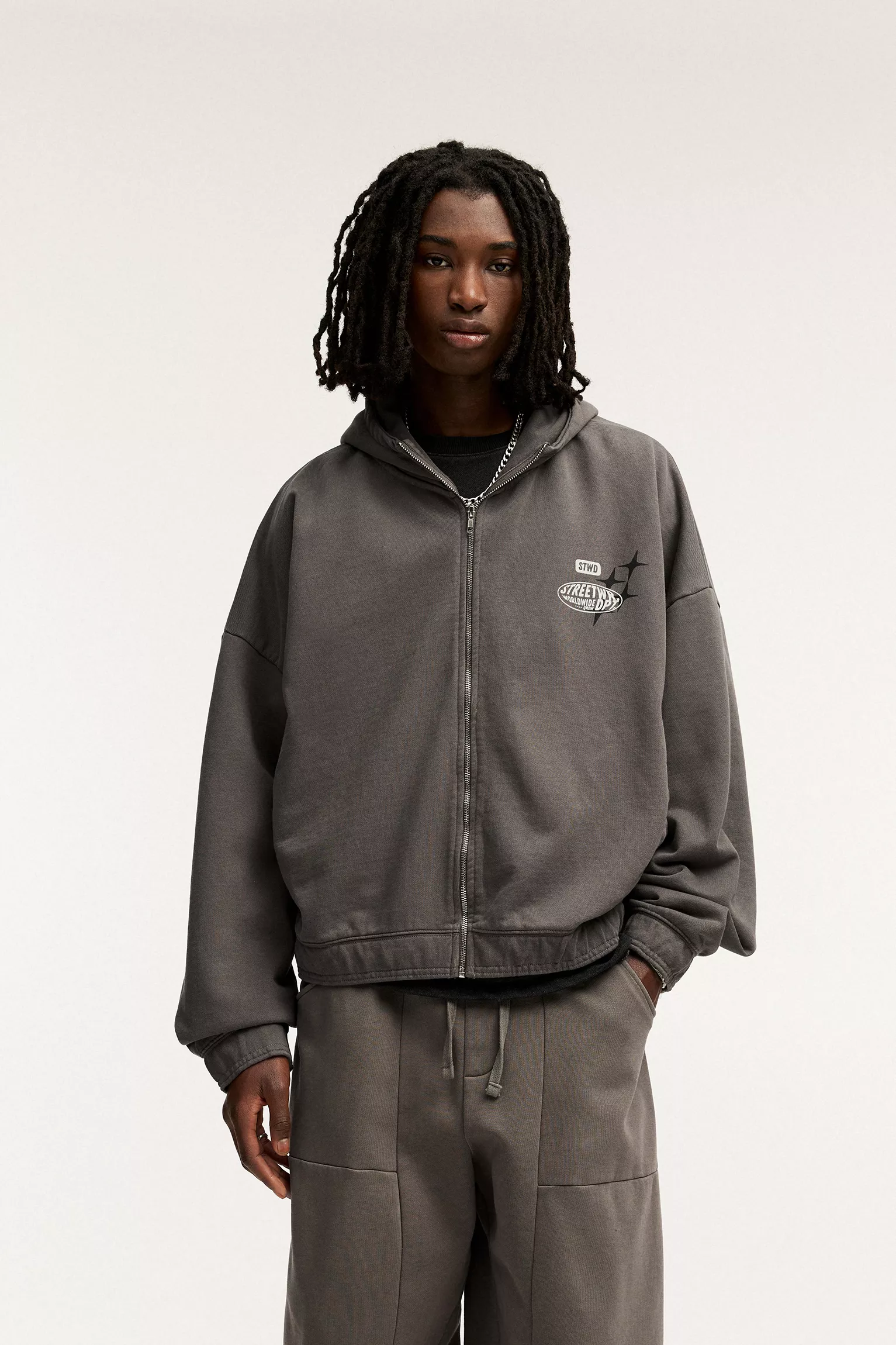 Washed SUSD zip-up hoodie